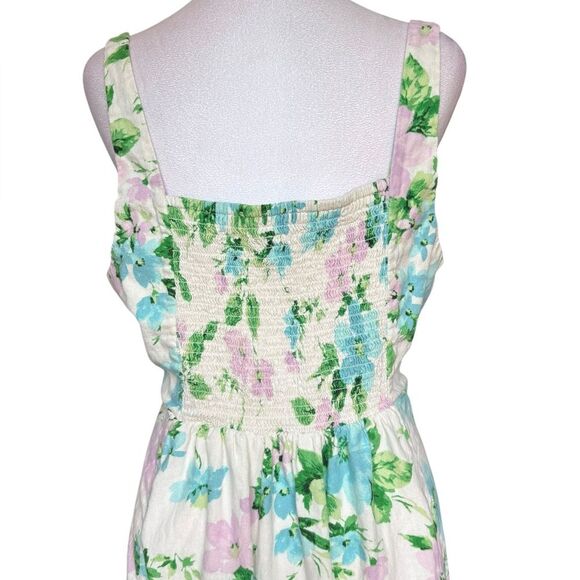 Old Navy Fit & Flare Linen Blend Midi Dress Smocked Floral Womens XL Petite - Picture 5 of 9